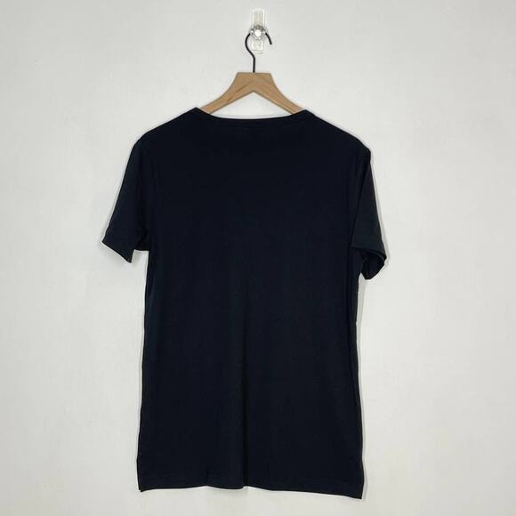 PINK Victoria's Secret White Logo Open Neck Black T-Shirt Top Women's Size XS - Picture 2 of 8